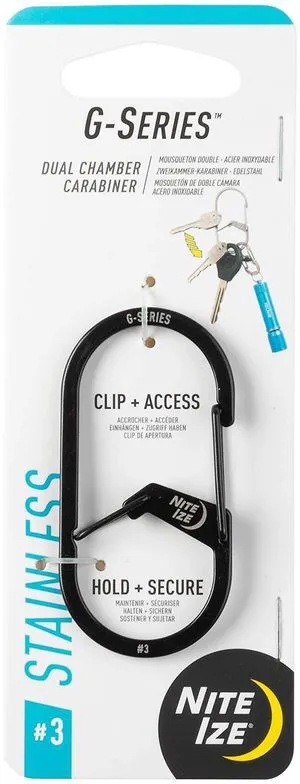 GS3-01-R6 G-Series Dual Chamber Carabiner, Size #3 1-Pack, Black GS3-01-R6 G-Series Dual Chamber Carabiner, Size #3 1-Pack, Black