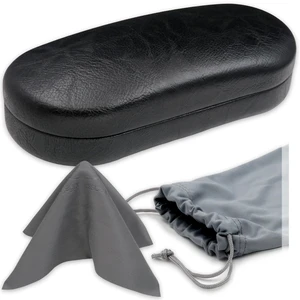 Men Sunglasses case in Premium Leather Like - Eyeglasses Case Hard Shell with Microfiber Pouch & Cloth Glasses Case - Medium to Large for Men and Women (AS87 Black with Pouch) Men Sunglasses case in Premium Leather Like - Eyeglasses Case Hard Shell with Microfiber Pouch & Cloth Glasses Case - Medium to Large for Men and Women (AS87 Black with Pouch)