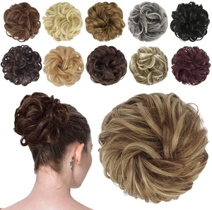 Messy Bun Hair Piece - Wavy Synthetic Chignon Scrunchies for Instant Volume, Elastic Ponytail Bun Hair Extensions Thick Hairpieces for Women, Brown & Blonde 1.50 oz Messy Bun Hair Piece - Wavy Synthetic Chignon Scrunchies for Instant Volume, Elastic Ponytail Bun Hair Extensions Thick Hairpieces for Women, Brown & Blonde 1.50 oz