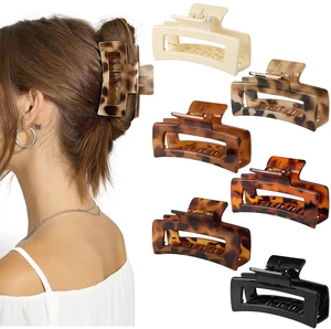 6 Pcs Rectangle Tortoise Shell Claw Clip - 3.35 Inch Medium Hair Clips for Women and Girls, Non-slip Square Claw Clips for Thick/Thin Hair, Banana Jaw Clips Accessories for Gift 6 Pcs Rectangle Tortoise Shell Claw Clip - 3.35 Inch Medium Hair Clips for Women and Girls, Non-slip Square Claw Clips for Thick/Thin Hair, Banana Jaw Clips Accessories for Gift