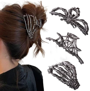 3PCS Black Spider Web Skeleton Hand Skull Hair Claw Clips for Women And Girls, Hiphop Metal Large Medium Size for Thick Thin Hair, Headband Barrette for styling Hair Accessories Party Gift (Black Gun) 3PCS Black Spider Web Skeleton Hand Skull Hair Claw Clips for Women And Girls, Hiphop Metal Large Medium Size for Thick Thin Hair, Headband Barrette for styling Hair Accessories Party Gift (Black Gun)