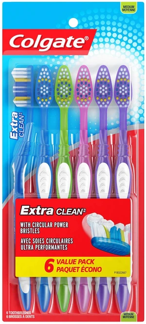 Extra Clean Medium Toothbrushes, 6 Pack | Bulk Size, Medium Bristles, Extra Clean, Easy Grip Handle, Removes Plaque Extra Clean Medium Toothbrushes, 6 Pack | Bulk Size, Medium Bristles, Extra Clean, Easy Grip Handle, Removes Plaque