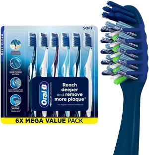 Pro Clean Cross Action Toothbrushes, Deep Plaque Removal, 6 Count Pro Clean Cross Action Toothbrushes, Deep Plaque Removal, 6 Count
