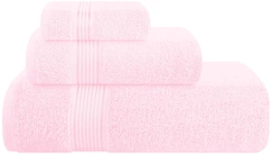 Ultra Soft 3 Pack Cotton Towel Set, Contains a Bath Towel 28x55 inch, a Hand Towel 16x24 inch & a Wash Coth 12x12 inch, Ideal Everyday use, Compact & Lightweight - Pink Ultra Soft 3 Pack Cotton Towel Set, Contains a Bath Towel 28x55 inch, a Hand Towel 16x24 inch & a Wash Coth 12x12 inch, Ideal Everyday use, Compact & Lightweight - Pink