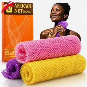 3 Pack African Net Sponge, African Exfoliating Net Bath Sponge Long Net Bath Sponge Exfoliating Shower Body Scrubber Back Scrubber Skin Smoother,Great for Daily Use (Pink,Yellow,Purple) 3 Pack African Net Sponge, African Exfoliating Net Bath Sponge Long Net Bath Sponge Exfoliating Shower Body Scrubber Back Scrubber Skin Smoother,Great for Daily Use (Pink,Yellow,Purple)