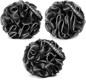 Loofah Sponge, Shower Loofah for Men and Women - Body Scrubber Loofa Set of 3 Classic Black & White Edge, Bath Sponge 60g/PCS Loofah Sponge, Shower Loofah for Men and Women - Body Scrubber Loofa Set of 3 Classic Black & White Edge, Bath Sponge 60g/PCS