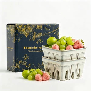 Ceramic Berry Basket, 4.2" Colander Set of 2 with Holes | Drainage holes help excess water flow away after washing berries, grapes, cherries, tomatoes, and fresh fruit Ceramic Berry Basket, 4.2" Colander Set of 2 with Holes | Drainage holes help excess water flow away after washing berries, grapes, cherries, tomatoes, and fresh fruit