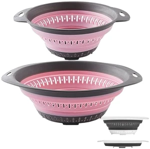 Collapsible Colander and Strainer,Silicone Strainer Colanders & Food Strainers,for Vegetable and Fruit, Kitchen Essentials (2, Pink, 1.3L+2.5L) Collapsible Colander and Strainer,Silicone Strainer Colanders & Food Strainers,for Vegetable and Fruit, Kitchen Essentials (2, Pink, 1.3L+2.5L)