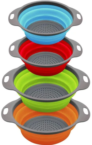 Collapsible Colander and Strainer Set of 4, 2 PC 4 Quart(1 gal) and 2 PC 2 Quart(0.5 gal), Food-grade Sturdy Plastic Base - Round Space-save Silicone Kitchen Foldable Strainer for Pasta, Veggies Collapsible Colander and Strainer Set of 4, 2 PC 4 Quart(1 gal) and 2 PC 2 Quart(0.5 gal), Food-grade Sturdy Plastic Base - Round Space-save Silicone Kitchen Foldable Strainer for Pasta, Veggies