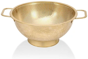 Gold Strainer for Kitchen, 3QT, Stainless Steel Colander with Handle for Fruits Vegetables Cooking Food, Dishwasher Safe Gold Strainer for Kitchen, 3QT, Stainless Steel Colander with Handle for Fruits Vegetables Cooking Food, Dishwasher Safe