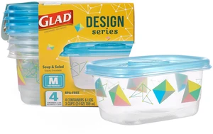 GladWare Design Series Medium Rectangle Containers, 24 Oz, 4 Count | BPA-free plastic, tight seal, microwave and dishwasher safe, meal prep and lunches GladWare Design Series Medium Rectangle Containers, 24 Oz, 4 Count | BPA-free plastic, tight seal, microwave and dishwasher safe, meal prep and lunches
