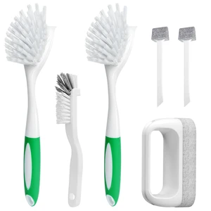 6-Pack Dish Brush with Handle Heavy Duty Kitchen Scrub Brushes with Stiff Bristles for Pots, Pans, Sinks Non-Scratch Dishwashing Scrubber Brush Set 6-Pack Dish Brush with Handle Heavy Duty Kitchen Scrub Brushes with Stiff Bristles for Pots, Pans, Sinks Non-Scratch Dishwashing Scrubber Brush Set