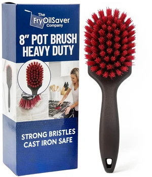 8 Inch Pot & Dish Kitchen Scrub Brush for Heavy-Duty Cleaning Stiff Bristle Scrubber for Sink, Cast Iron, and Grill Grates - Kitchen Dish Scrubber Brush - 90048 8 Inch Pot & Dish Kitchen Scrub Brush for Heavy-Duty Cleaning Stiff Bristle Scrubber for Sink, Cast Iron, and Grill Grates - Kitchen Dish Scrubber Brush - 90048