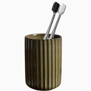 Ceramic Toothbrush Holder for Bathroom, Ceramic Toothbrush Cup, Toothpaste Organizer for Bathroom Countertop, Bathroom Storage Organizer, Kiln Transformation Cup (Green) Ceramic Toothbrush Holder for Bathroom, Ceramic Toothbrush Cup, Toothpaste Organizer for Bathroom Countertop, Bathroom Storage Organizer, Kiln Transformation Cup (Green)