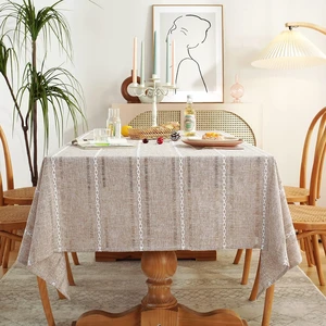 60 x 84 inches Farmhouse Style Linen tablecloths, Wrinkle Resistant Washable Dining Room Table Cloths for Rectangle Tables - Hemstitch Light Coffee 60 x 84 inches Farmhouse Style Linen tablecloths, Wrinkle Resistant Washable Dining Room Table Cloths for Rectangle Tables - Hemstitch Light Coffee
