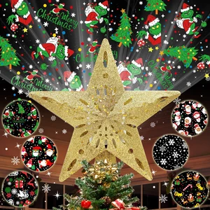 10" Christmas Tree Topper Star Lighted with 6 Projection Modes, Light Up Christmas Tree Topper Built-in LED Rotation Light, 3D Glitter Dynamic Projector Tree Top for Xmas Party Decorations Gift 10" Christmas Tree Topper Star Lighted with 6 Projection Modes, Light Up Christmas Tree Topper Built-in LED Rotation Light, 3D Glitter Dynamic Projector Tree Top for Xmas Party Decorations Gift