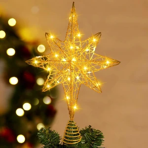 Christmas Tree Topper Lighted 13.5 Gold Star Tree Toppers with 20 LED Lights Christmas Tree Top Ornament for New Year Holiday Home Office Indoor Decorations Christmas Tree Topper Lighted 13.5 Gold Star Tree Toppers with 20 LED Lights Christmas Tree Top Ornament for New Year Holiday Home Office Indoor Decorations