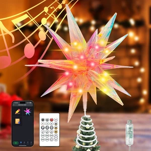 Christmas Tree Topper, 11.8" Star Tree Topper Decorations with App and Remote Control, 3D Fantasy Colors Xmas Decor Music Sync Custom Colors LED Christmas Light Christmas Tree Topper, 11.8" Star Tree Topper Decorations with App and Remote Control, 3D Fantasy Colors Xmas Decor Music Sync Custom Colors LED Christmas Light
