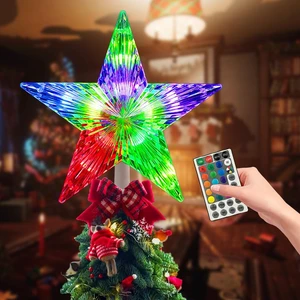Christmas Tree Topper, LED 24 Modes Color Changing 9.5" Christmas Tree Toppers Star Lighted, Remote Controller Multicolor Christmas Decorations USB Powered for Xmas Holiday Party Gift Décor Christmas Tree Topper, LED 24 Modes Color Changing 9.5" Christmas Tree Toppers Star Lighted, Remote Controller Multicolor Christmas Decorations USB Powered for Xmas Holiday Party Gift Décor