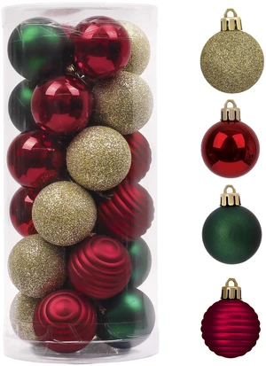 Small Christmas Tree Decorations Ball Ornaments 24ct 1.57" | Red Green and Gold Shatterproof Christmas Decorations Set, Hanging Ball Ornaments for Xmas Holiday Party Decor Small Christmas Tree Decorations Ball Ornaments 24ct 1.57" | Red Green and Gold Shatterproof Christmas Decorations Set, Hanging Ball Ornaments for Xmas Holiday Party Decor