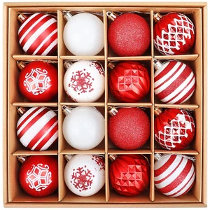 16Pcs 2.36" Christmas Ball Ornaments Red White | Shatterproof baubles for Christmas tree decorations, wreaths, garlands, glittering finish 16Pcs 2.36" Christmas Ball Ornaments Red White | Shatterproof baubles for Christmas tree decorations, wreaths, garlands, glittering finish