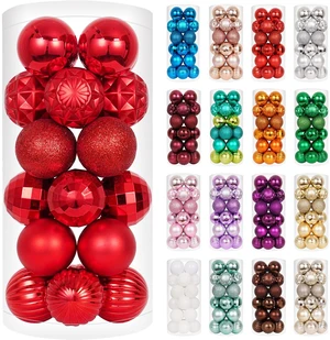 24ct Red Christmas Ornaments for Tree Decorations, Small Shatterproof Christmas Ball Ornaments Set for Xmas Tree, Perfect Plastic Hanging Balls for Home Holiday Party Decor (1.57'', Red) 24ct Red Christmas Ornaments for Tree Decorations, Small Shatterproof Christmas Ball Ornaments Set for Xmas Tree, Perfect Plastic Hanging Balls for Home Holiday Party Decor (1.57'', Red)