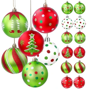 18pcs Christmas Balls Ornament 2.4 Inch Red Green Glittering Hanging Christmas Balls for Tree Swirl Candy Cane Polka Dots Christmas Tree Baubles for Home Indoor Holiday Party Decor 18pcs Christmas Balls Ornament 2.4 Inch Red Green Glittering Hanging Christmas Balls for Tree Swirl Candy Cane Polka Dots Christmas Tree Baubles for Home Indoor Holiday Party Decor