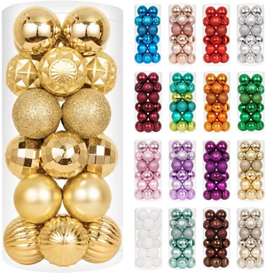 24ct Gold Christmas Ornaments for Tree Decorations, Small Shatterproof Christmas Ball Ornaments Set for Xmas Tree, Perfect Plastic Hanging Balls for Home Holiday Party Decor (1.57'', Gold) 24ct Gold Christmas Ornaments for Tree Decorations, Small Shatterproof Christmas Ball Ornaments Set for Xmas Tree, Perfect Plastic Hanging Balls for Home Holiday Party Decor (1.57'', Gold)