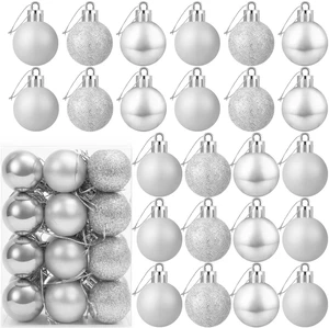 24 Count Small Silver Ornaments for Mini Christmas Tree, Small Shatterproof Christmas Tree Ornaments Balls Party Decorations, 1.2 Inch 24 Count Small Silver Ornaments for Mini Christmas Tree, Small Shatterproof Christmas Tree Ornaments Balls Party Decorations, 1.2 Inch