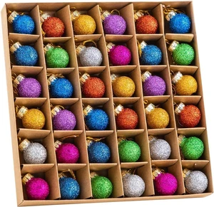 36 Pcs Christmas Mini Glitter Glass Balls Ornaments, 1 Inch Multicolor Xmas Hanging Ball for Christmas Tree Decoration and Holiday Ornaments 36 Pcs Christmas Mini Glitter Glass Balls Ornaments, 1 Inch Multicolor Xmas Hanging Ball for Christmas Tree Decoration and Holiday Ornaments