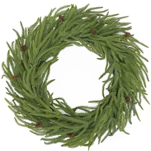 Artificial Christmas Wreath for Front Door - 24 Inch Norfolk Pine Winter Wreaths with Pine Cones Faux Greenery for Wall Window Porch Farmhouse Home Holiday Indoor Outdoor Modern Decor Artificial Christmas Wreath for Front Door - 24 Inch Norfolk Pine Winter Wreaths with Pine Cones Faux Greenery for Wall Window Porch Farmhouse Home Holiday Indoor Outdoor Modern Decor