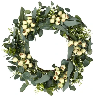 Eucalyptus Wreaths for Front Door 20 Inch Green Home Decor for Wall Porch Window Spring Summer Wreath with Big Berries for All Seasons Winter Christmas Eucalyptus Wreaths for Front Door 20 Inch Green Home Decor for Wall Porch Window Spring Summer Wreath with Big Berries for All Seasons Winter Christmas