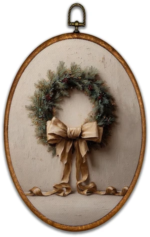 Vintage Christmas Wreath Oval Wall Art Decor 8.6"x11.4" | Retro Beige Ribbon Wall Art Canvas Frame Artwork Prints, Rustic Xmas Holiday Oval Wall Hanging Decorations for Home Gallery Vintage Christmas Wreath Oval Wall Art Decor 8.6"x11.4" | Retro Beige Ribbon Wall Art Canvas Frame Artwork Prints, Rustic Xmas Holiday Oval Wall Hanging Decorations for Home Gallery