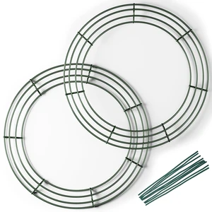 2-Pack 14 Inches Wire Wreath Frame Round Metal Wreath Form | Wreath Ring Design for DIY Crafts, Floral Projects, and Home Decor Dark Green Wire Frame for Christmas Holiday & Weddings 2-Pack 14 Inches Wire Wreath Frame Round Metal Wreath Form | Wreath Ring Design for DIY Crafts, Floral Projects, and Home Decor Dark Green Wire Frame for Christmas Holiday & Weddings