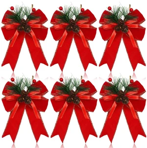 6 Pcs Christmas Bows Xmas Velvet Bows Tree Decor, Red | Red Christmas Decor, Christmas Decoration for Home Tree Ornament Party Front Door Wreath Garland DIY Crafts Holiday Decor 6 Pcs Christmas Bows Xmas Velvet Bows Tree Decor, Red | Red Christmas Decor, Christmas Decoration for Home Tree Ornament Party Front Door Wreath Garland DIY Crafts Holiday Decor