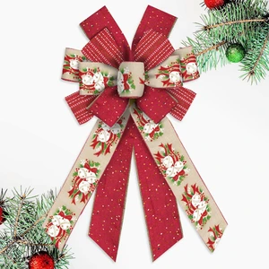 Large Christmas Bows for Wreath, 11.42 inch × 20.86 inch Red and Beige Bow with Christmas Bells Holly Design, Wired Craft Bow for Holiday Tree Topper, Front Door,Indoor Decor Large Christmas Bows for Wreath, 11.42 inch × 20.86 inch Red and Beige Bow with Christmas Bells Holly Design, Wired Craft Bow for Holiday Tree Topper, Front Door,Indoor Decor