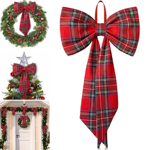 Large Christmas Bows for Wreath, Vintage Red Buffalo Plaid Wreath Bow | 12'' x 20'', Tartan Plaid Xmas Bow, for Front Door, Classic Xmas Ornament, Tree Topper, Mantel Stair Railing Indoor Outdoor Large Christmas Bows for Wreath, Vintage Red Buffalo Plaid Wreath Bow | 12'' x 20'', Tartan Plaid Xmas Bow, for Front Door, Classic Xmas Ornament, Tree Topper, Mantel Stair Railing Indoor Outdoor