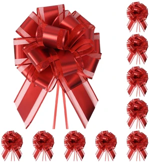 10-Pack Red Pull Bows for Gift Wrapping - 6 Inch PP Gift Bows | Reusable Ribbon Gift Bows, Large Instant Floral Decor Bow for Wedding, Christmas, Birthday, Gift Basket & Party Decorations 10-Pack Red Pull Bows for Gift Wrapping - 6 Inch PP Gift Bows | Reusable Ribbon Gift Bows, Large Instant Floral Decor Bow for Wedding, Christmas, Birthday, Gift Basket & Party Decorations