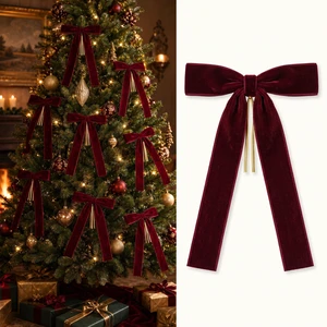15 Pcs Burgundy Velvet Bows for Christmas Tree Decorations Ornaments | Burgundy Red Velvet Christmas Tree Bows, Holiday Decor Ribbon for Garland Wreath Bow Ornaments Supplies 15 Pcs Burgundy Velvet Bows for Christmas Tree Decorations Ornaments | Burgundy Red Velvet Christmas Tree Bows, Holiday Decor Ribbon for Garland Wreath Bow Ornaments Supplies