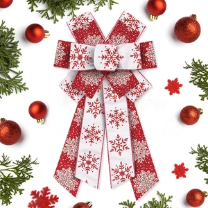 Large Christmas Bows for Wreath, Christmas Wreath Bow Glitter Red White Burlap Bows Xmas Snowflake Craft Bows Ornaments for Front Door New Year Christmas Party Decoration Supplies Large Christmas Bows for Wreath, Christmas Wreath Bow Glitter Red White Burlap Bows Xmas Snowflake Craft Bows Ornaments for Front Door New Year Christmas Party Decoration Supplies
