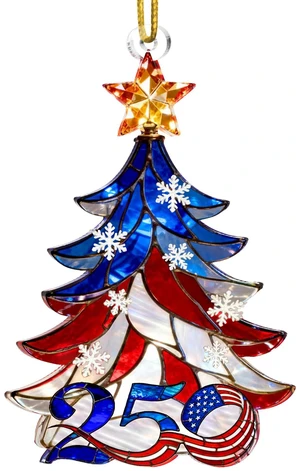 250 Anniversary USA Christmas Ornament, Christmas Decorations, America Gift | 2D Acrylic, 4.4"x2.8", Suncatcher Effect, 250 Anniversary USA Card Included 250 Anniversary USA Christmas Ornament, Christmas Decorations, America Gift | 2D Acrylic, 4.4"x2.8", Suncatcher Effect, 250 Anniversary USA Card Included