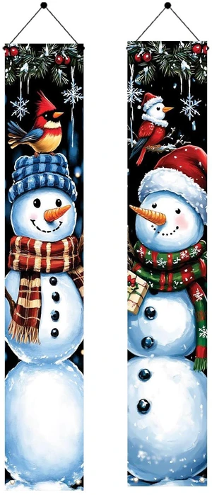 2PCS Christmas Snowman Porch Banners 71 x 12 Inch Vertical Holiday Door Decorations with Cardinals and Snowflakes Winter Front Door Hanging Signs for Christmas Yard Entryway Wall Decor 2PCS Christmas Snowman Porch Banners 71 x 12 Inch Vertical Holiday Door Decorations with Cardinals and Snowflakes Winter Front Door Hanging Signs for Christmas Yard Entryway Wall Decor