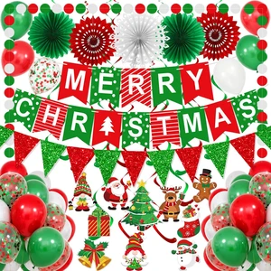 MERRY CHRISTMAS Hanging Paper Banner Paper flower Fan Swirl Streamers Triangular Bunting Circle garland latex balloons Claus Banner For Merry Christmas Party Decorations MERRY CHRISTMAS Hanging Paper Banner Paper flower Fan Swirl Streamers Triangular Bunting Circle garland latex balloons Claus Banner For Merry Christmas Party Decorations