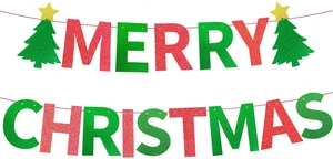 Merry Christmas Party Banner, Glitter Red and Green Letter Garland with Christmas Tree Cutouts, Fun Wall Hanging Decoration for Holiday Office Home Party Supplies, and Xmas Festival Decor Merry Christmas Party Banner, Glitter Red and Green Letter Garland with Christmas Tree Cutouts, Fun Wall Hanging Decoration for Holiday Office Home Party Supplies, and Xmas Festival Decor