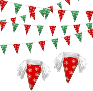 100 Feet Red Green Merry Christmas Pennant Banner Flags String Party Decorations Triangle Hanging Bunting Garland with for Snowflakes Christmas Kids Birthday Outdoor Garden Decor 100 Feet Red Green Merry Christmas Pennant Banner Flags String Party Decorations Triangle Hanging Bunting Garland with for Snowflakes Christmas Kids Birthday Outdoor Garden Decor