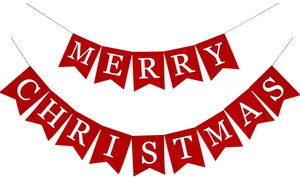 Merry Christmas Canvas Banners, Red Christmas Bunting Garland, Hanging Xmas Decorations for Fireplace Wall (13ft in Total) Merry Christmas Canvas Banners, Red Christmas Bunting Garland, Hanging Xmas Decorations for Fireplace Wall (13ft in Total)