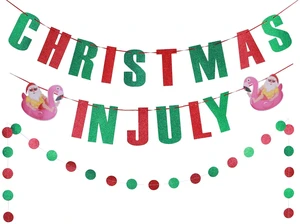 Christmas In July Banner Red Green Glitter Christmas in July Garland Photo Props Tropical christmas Party Decorations Pre-strung Christmas In July Banner Red Green Glitter Christmas in July Garland Photo Props Tropical christmas Party Decorations Pre-strung
