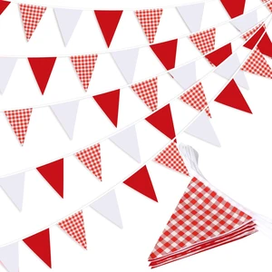 Red Plaid Checkered White Pennant Banner Flag Triangle Bunting Garland Decorations for Wedding Birthday Carnival Christmas Outdoor Home Festivals 33Feet 30 Pcs Red Plaid Checkered White Pennant Banner Flag Triangle Bunting Garland Decorations for Wedding Birthday Carnival Christmas Outdoor Home Festivals 33Feet 30 Pcs