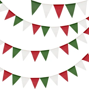 Christmas Pennant Banner Flag Bunting Garland Red Green White 36PCS | Pre-Strung 39Ft Burlap Fabric Pennant Banner Triangle Flag Bunting Garland for Christmas Wedding Birthday Party Decorations Christmas Pennant Banner Flag Bunting Garland Red Green White 36PCS | Pre-Strung 39Ft Burlap Fabric Pennant Banner Triangle Flag Bunting Garland for Christmas Wedding Birthday Party Decorations