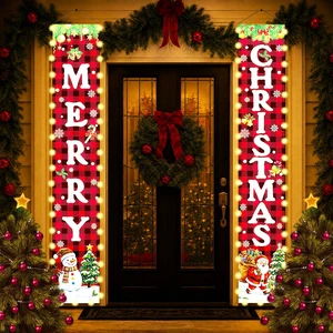 Christmas Decorations Lighted Banner for Door, Snowman&Santa | Merry Christmas Banner, Built-in LED Letters, Waterproof Fabric, Battery Powered, for Porch, Yard, Garage Indoor Outdoor Christmas Decorations Lighted Banner for Door, Snowman&Santa | Merry Christmas Banner, Built-in LED Letters, Waterproof Fabric, Battery Powered, for Porch, Yard, Garage Indoor Outdoor